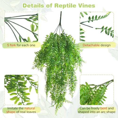 PINVNBY Reptile Plants Hanging Fake Vines Boston Climbing Terrarium Plant with Suction Cup for Bearded Dragons Lizards Geckos Snake Pets Hermit Crab and Tank Habitat Decorations (4 Pack) by PINVNBY - Used condition - Image 5