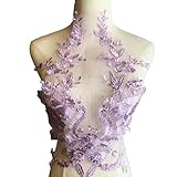 Worlds 1Pc Purple Embroidered Lace Fabric Applique Patch Trim for Clothes Dress Sewing Decor 12.5' x 16.9'Inch