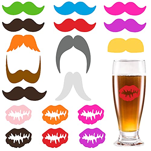 Marqueur en verre à vin en silicone,18 Pcs Silicone Charmes de Verre à Vin marqueurs de verre à vin réutilisables pour les décorations de bar de fête Cover