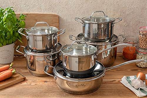 B EDENBERG Decorate Your Kitchen Topfset mit Pfanne - Töpfe Set aus Edelstahl - Kochtopf Induktion Geeignet für Alle Herdarten - Beständig Gegen Hohe Temperaturen - Marmorpfanne für Kochen – Bild 8