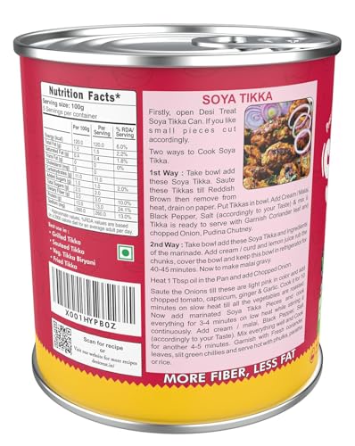 Image of Desi Treat Peri Peri Soya Tikka - Ready to Cook | Spicy & Tangy Vegetarian Snack with Mixed Herbs and Authentic Peri Peri Spices for Parties & Quick Meals - 800g Pack | No Preservatives
