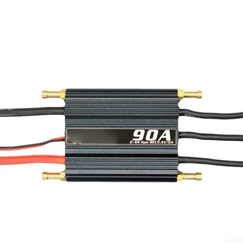 Brushless ESC per barche radiocomandate 2-6S con 5A BEC, regolatore di guida impermeabile con protezione da surriscaldamento, programmabile per barche da corsa (nero) (90A)