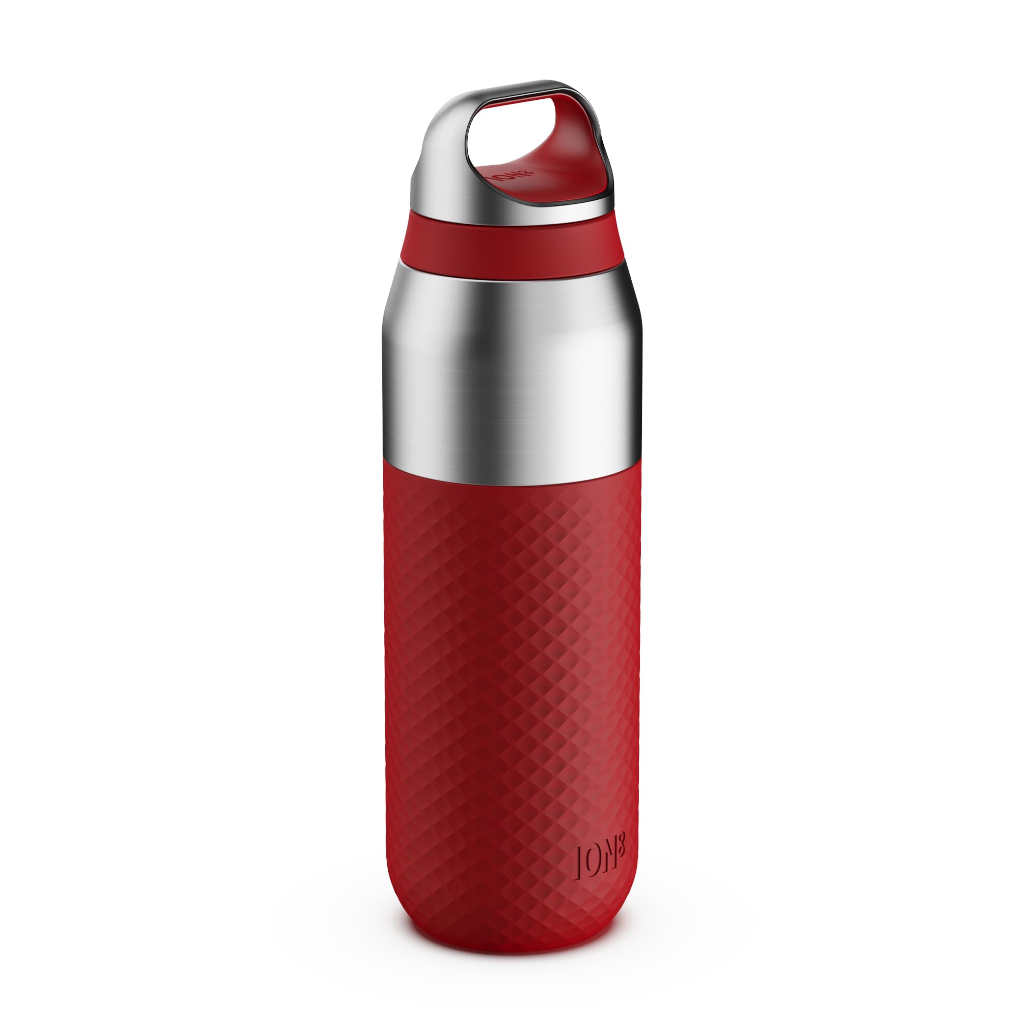 Ion8 Red Primo Roam Insulated Water Bottle 485Ml (16Oz) – Leakproof Stainless Steel, Vacuum Insulated For Hot & Cold Drinks, Twist Lid, Dishwasher Safe,