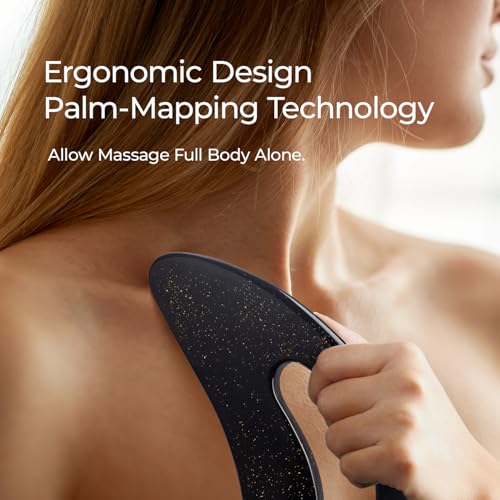Image of Scienlodic 2 Pcs Large Body Gua Sha Massage Tools (Black Gold, Resin) - Muscle Scraper for Back, Neck, Waist & Legs, Muscle Relaxation, Soothe Tension