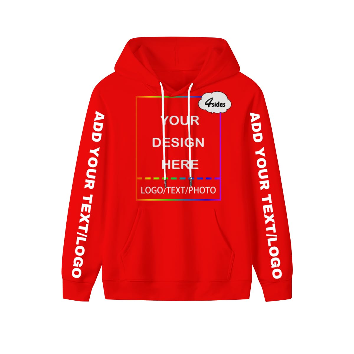 Prfelmg Unisex Red Custom Hoodies, Personalised Soft Sweatshirt With Your Text Picture Logo Images Name, Couple Hoodies