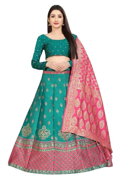 JAYA CREATION Beautiful Banarasi Silk Semi Stitched Lehenga Choli With Duppata-image-5