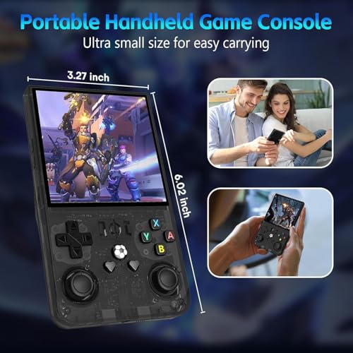 Image of R36MAX Handheld Game Console, Retro Gaming Console with 4000mAh Battery 4.0 inchIPS Screen, Open Source Linux System, with 64GB TF Card Portable Video Gaming Console, Charcoal Black