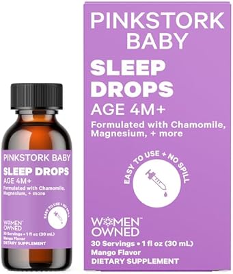 Pink Stork Baby Sleep Drops, Naturally Support Sleep Without Melatonin for Infants, Toddlers, and Kids, Aid Sleep with Chamomile and Magnesium, Baby Essentials for Bedtime, 1 oz, 30 Servings