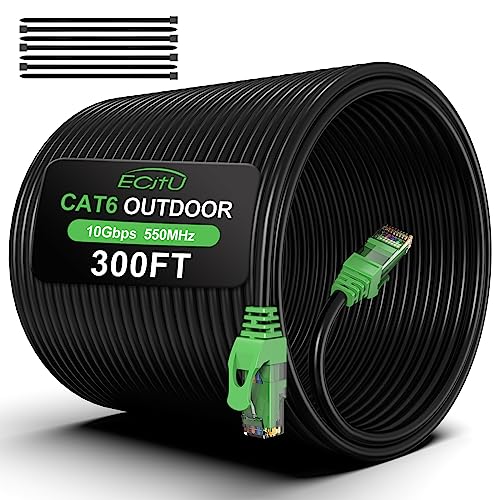 Câble Ethernet extérieur Cat 6 étanche Getue 300FT pour routeur PC et caméra surveillance POE