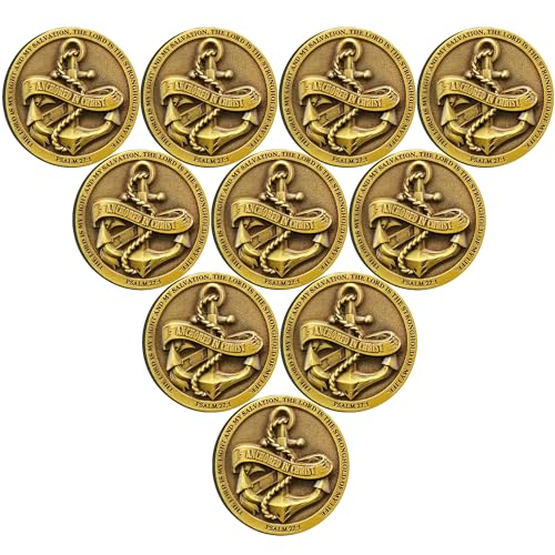 Anchored in Christ Challenge Coin A Symbol of Faith and Strength Christian Pocket Hug Token (Pack of 10)