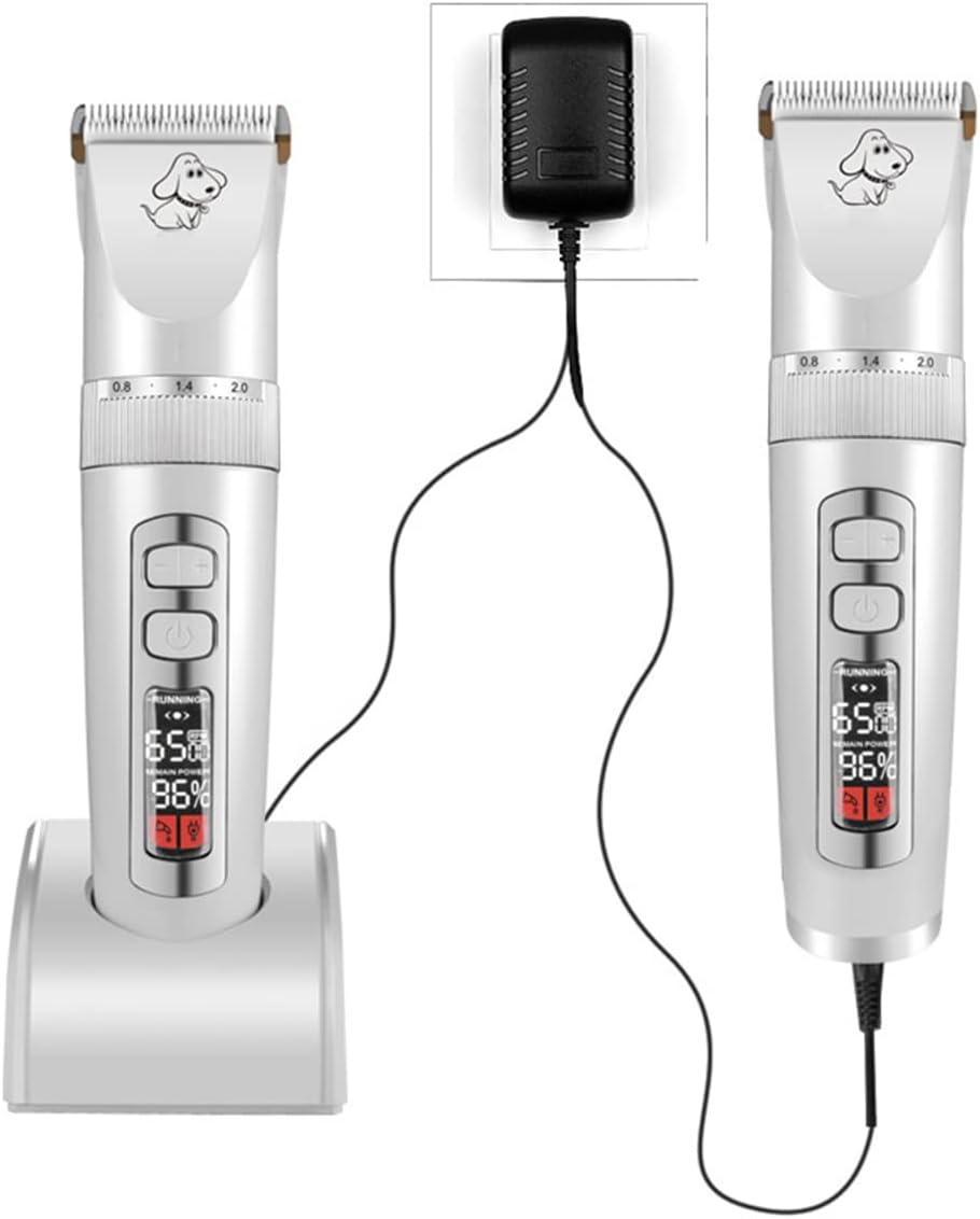 Sberna Dog Grooming Kit, Low Noise 3-Speed Dog Grooming Clippers with 4 Comb, Rechargeable 2000Mah Battery, for Dogs Cats and Other Pets,White