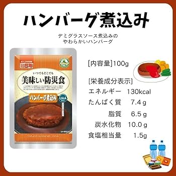 美味しい防災食 ハンバーグ煮込み 100g×50袋 UAA食品 美味しい防災食 ハンバーグ煮込み 5年 100g 50袋入