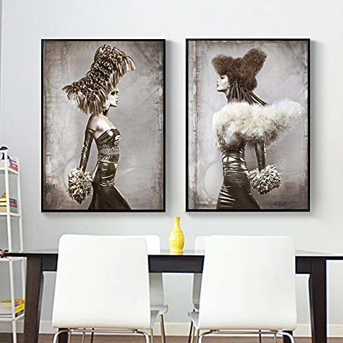 Art Impression murale Coiffure Toile Salon 60x80cm 2pcs Deco