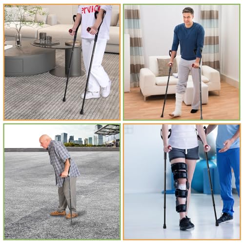 Forearm Crutches for Adults(1 Pair), Adjustable Arm Crutches, Aluminum Crutches for Walking, Folding Forearm Crutches, Non-Slip Crutches for Adults, Lightweight, Detachable, Portable, for Leg Support