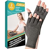 Cedcoe 2 pares de guantes de compresión sin dedos para artritis para aliviar el dolor de manos, reumatoides, osteoartritis, tendinitis, túnel carpiano para mujeres y hombres para el trabajo diario