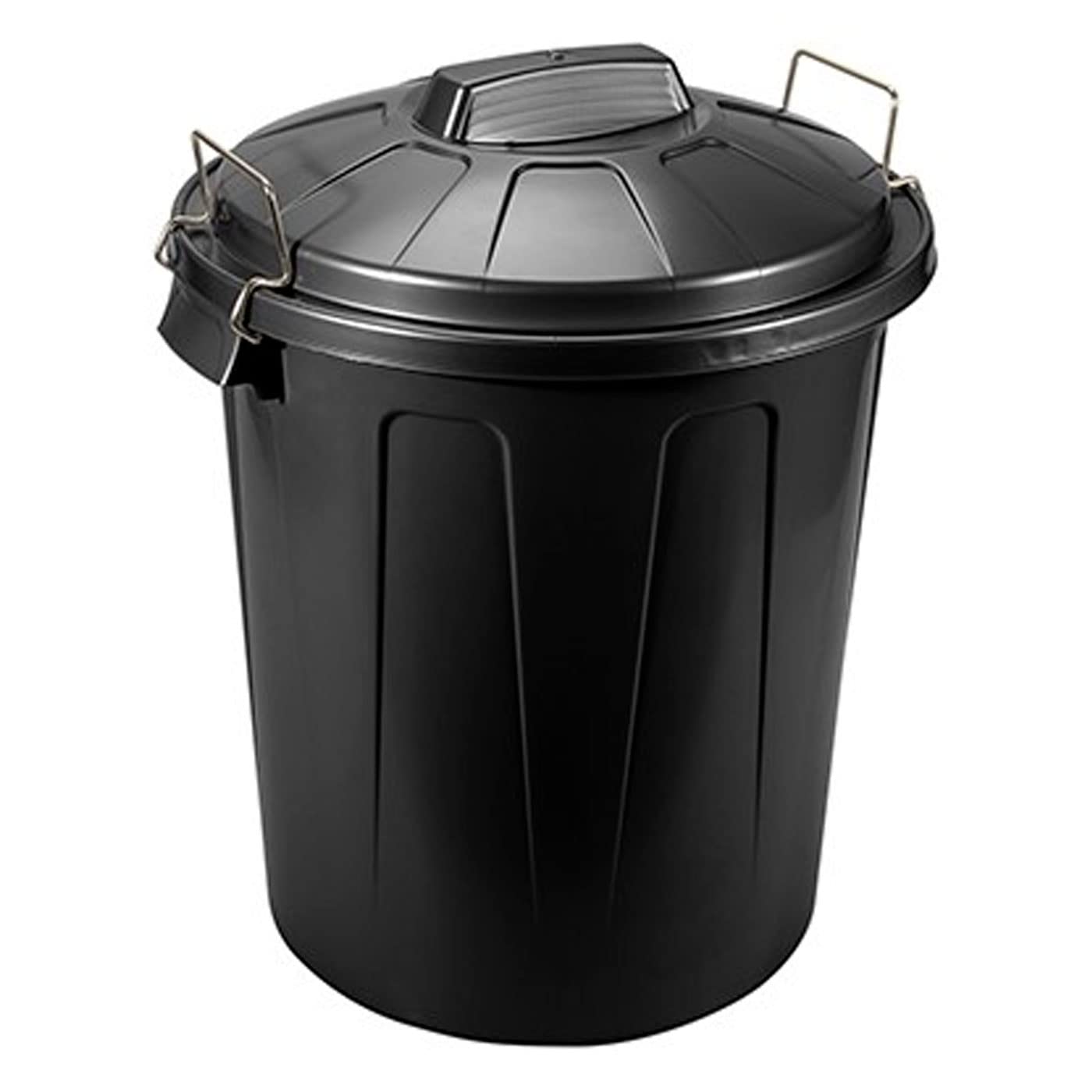 Acan Tradineur - Cubo de basura con tapa y asas metálicas, contenedor de residuos de plástico, papelera, reciclaje, industrial, fabricado en España (Negro, 100 litros, 57 x 74,5 x 52 cm)