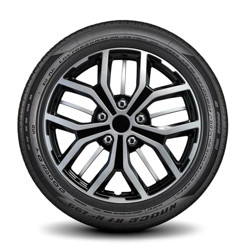 Image of LYDS Evolution Black & Silver Universal 15 inch Premium ABS Hubcap Wheel Cover Replacement Set of 4 - CWC-15S-B