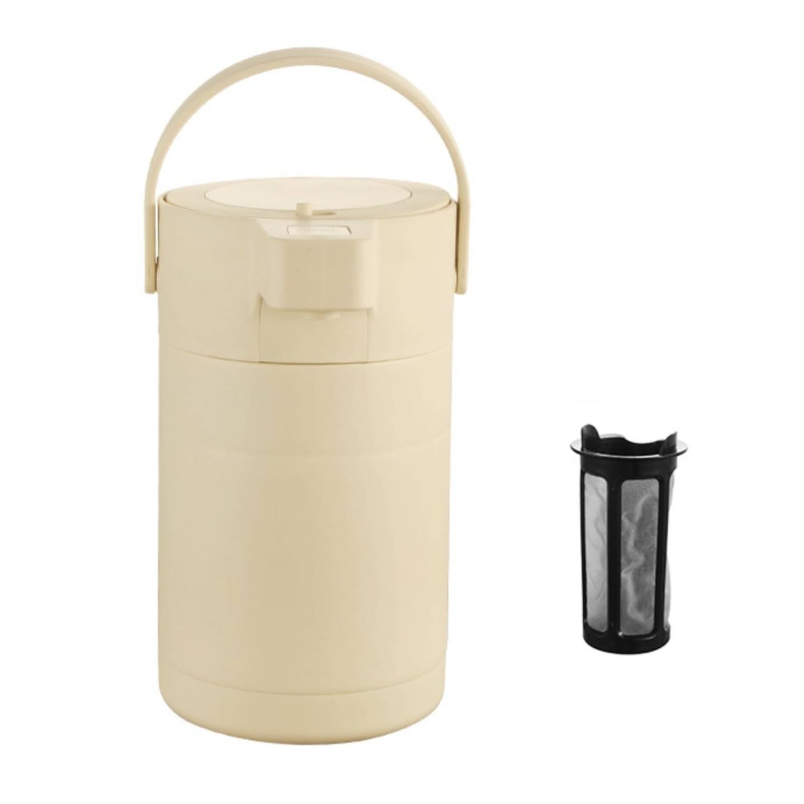 Baoblaze Dispensador Térmico de Bebidas Garrafa Térmica Termo con Bomba Jarra Isotérmica Forro 304 y Tapa con Filtro Mantenimiento de O Frío y Manejo Cómodo, Beige, 2.5L