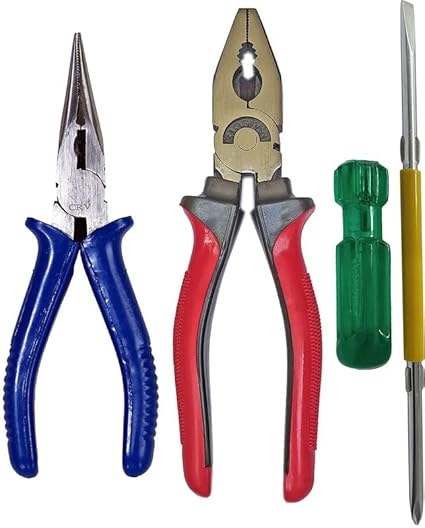 Inditrust Heavy duty Plier RED 2in1 Screwdriver and Nose Plier (Pack of 3) Hand Tool Kit