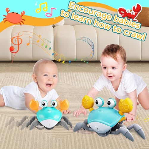 ZZQVIP Baby Spielzeug Krabbe Junge Mädchen, Spielzeug ab 1 2 3 Jahr, Crawling Crab Musikspielzeug, Geschenke für Kinder Spiele ab 3 4 Jahren, Familie Lernspielzeug für Tummy Time Toys