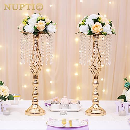 Pcs of 10 Fake Flower Ball Arrangement Bouquet,15 Heads Plastic Roses with Base, Suitable for Our Store's Wedding Centerpiece Flower Rack for Parties Valentine's Day Home Décor (Champagne & White) 4 51ctGt49PrL. AC