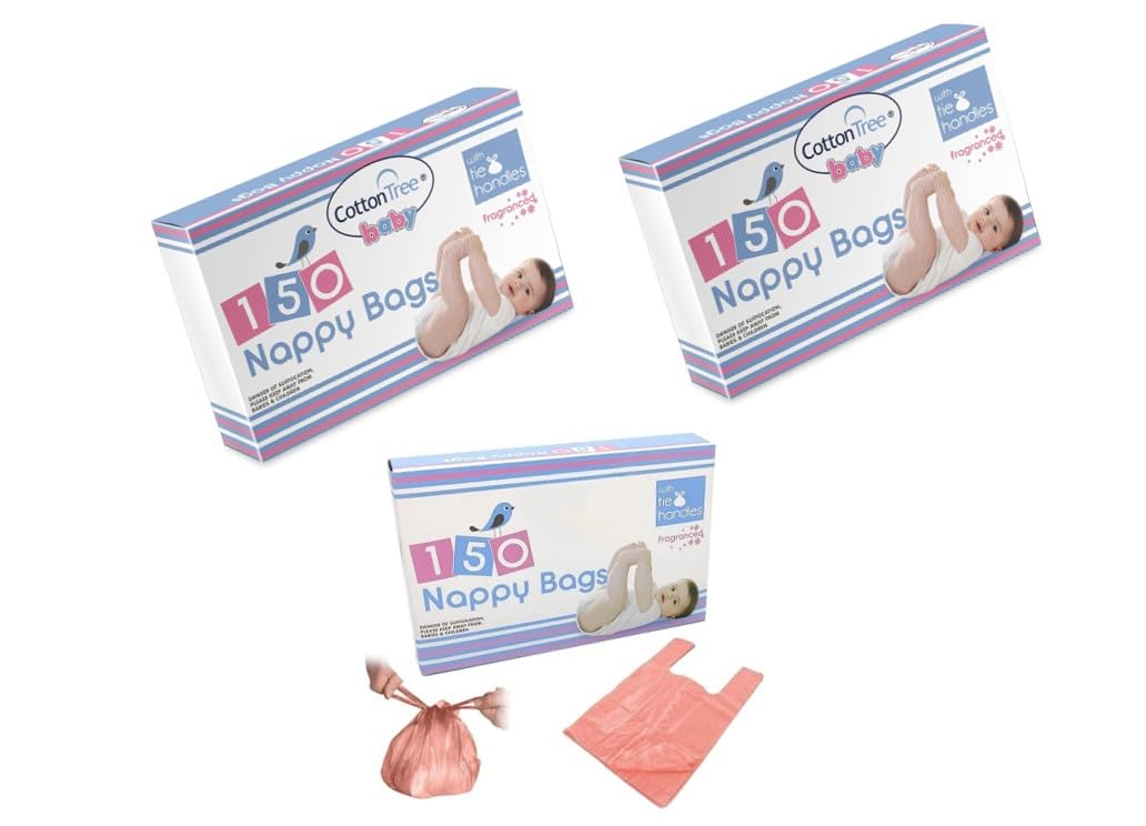 Zooblaze 3X150 Pack Scented Nappy Bags With Tie Handles – Strong Leakproof Disposable Baby Diaper Bags, Odour Control Nappy Sacks For Baby, Adult Incontinence & Dog Waste