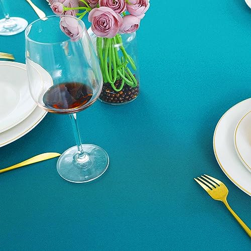 Image of FOLINS&HOME Teal Square Tablecloth, 70 x 70 Inch Waterproof Table Cloth
