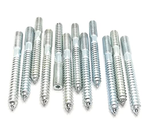 Image of Hanger Bolt M10x100 Silvery Double Headed Bolt Self-Tapping Screw with Hexagon for Furniture 12Pcs