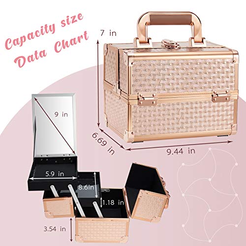 image for Joligrace Beauty Makeup Train Case for Lady Portable Cosmetic Box Jewe
