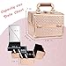 Joligrace Beauty Makeup Train Case for Lady Portable Cosmetic Box Jewelry Organizer Lockable with Keys and Mirror 2-Tier Trays Carrying with Handle Makeup Storage Box - Rose Gold