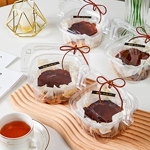 Qixivcom 50 Pack Square Clear Tote Basket Mooncake Shortbread Container Baked Dessert Cookie Gift Diy Baked Cake Candy Gift Box Perfect For Birthday Party Thanksgiving, Birthday Party, Wedding #TOP5