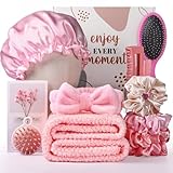 Sawysine 12 Pcs Gift Basket for Women Pink Hair Care Accessories Set Spa Kit for Women's Birthday Ch