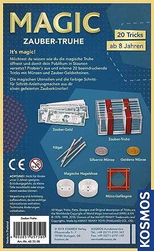 Kosmos 657505 Magic Zauber-Truhe, 20 magische Tricks mit Zaubergeld und Münzen, Zaubern Lernen im Handumdrehen, Kompaktes Format, Mitbringspiel, Zaubern für Kinder ab 8 Jahren