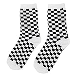 schachbrettmuster  bozitian 4 Paar Plaid Socken Ankle Tartan Socken Personalisierte Hip Hop Socken Schwarz Und Weiß Schachbrett Muster Baumwolle Sportstrümpfe Für Männer Und Frau