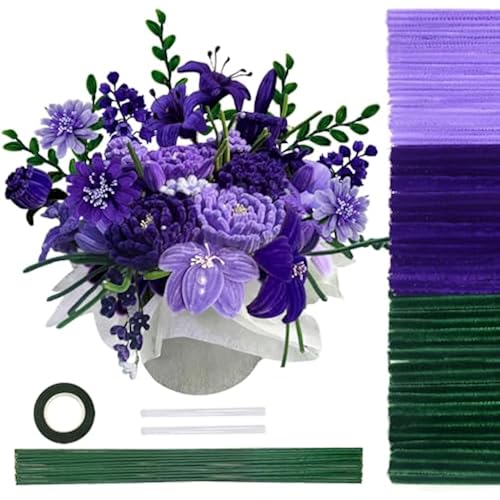 TOAOB 200pcs Pipe Cleaners Craft Supplies DIY Tulips Bouquets Making Kit