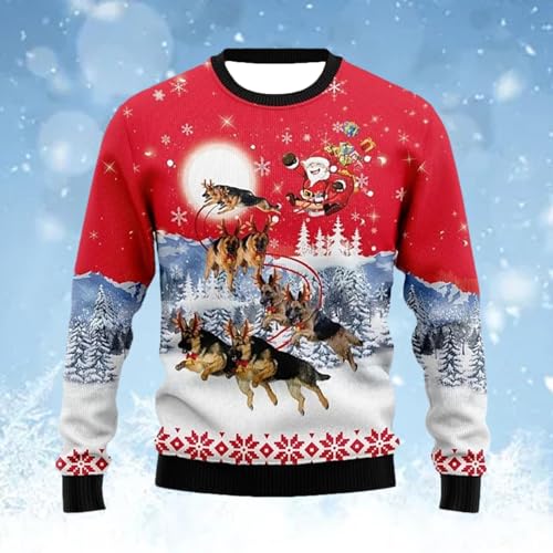 Pull d'hiver à col rond imprimé 3D pour homme au style décontracté
