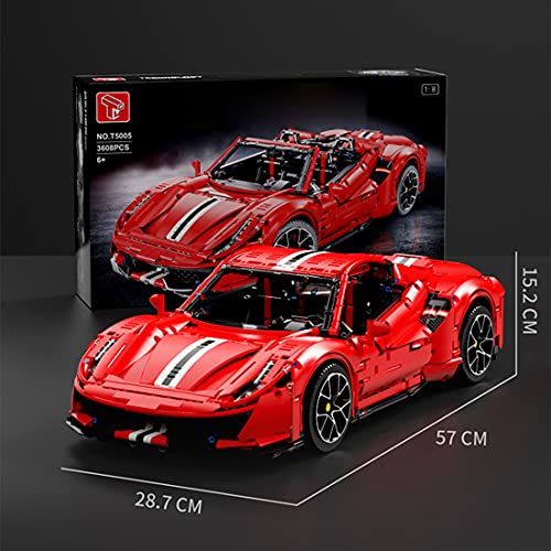YaYashow Technik Sportwagen, 1:8 488 Supercar Auto Bausteine Modell, 3386Pcs Klemmbausteine Bausatz Kompatibel mit Lego… – Bild 8