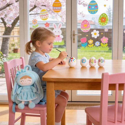 Image of Gloveleya Back to School Gifts for Girls Toddler Backpack Kids Backpack Baby Girl Gift Plush Bag with Pure Blue Rabbit Doll Aged 2+