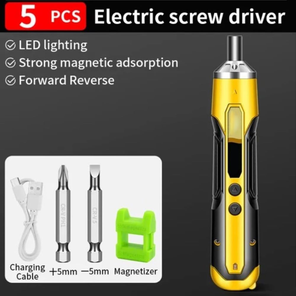 Ensemble de tournevis électriques sans fil 6,8 V - Tournevis rechargeable - Outil électrique - Batterie rechargeable - Mini perceuse magnétique - 162 x 30 x 10 mm (A)