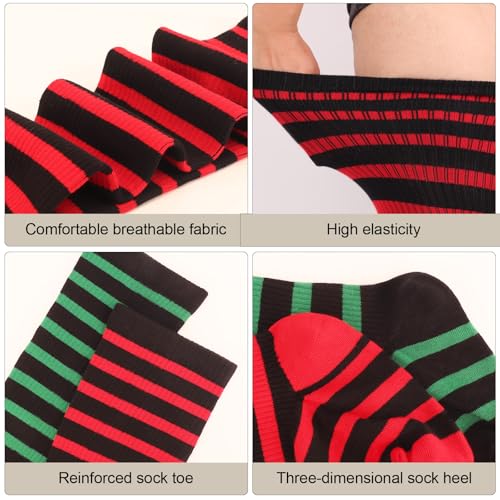 Image of DRESHOW Plus Size Thigh High Socks Striped Over Knee Long Boot Stockings Knee High Tube Socks Leg Warmers for Women