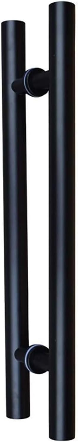 Matt Black Stainless Steel Round Tube Sliding Door Handle Glass Frame Door Push-Pull Handrail Door Hardware Accessories,5 Sizes (Size : 60x40cm)