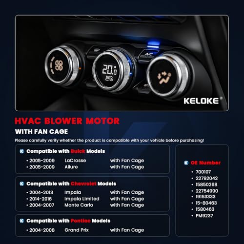 Image of KELOKE Front HVAC Heater Blower Motor Fan Compatible with Chevy Impala 2004-2016, Monte Carlo 2004-2007 & Buick Lacrosse /Allure 2005-2009 & Pontiac Grand Prix 2004-2008, Replace# 700107 PM9237