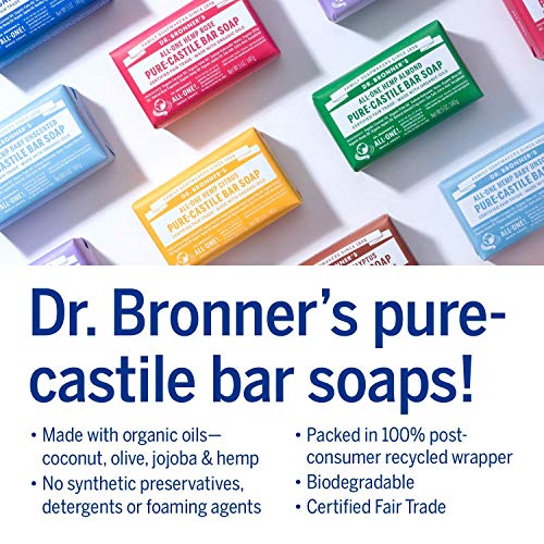 Dr. Bronner's - Pure-Castile Bar Soap (5 Oz Variety Pack) Almond, Unscented, Lavender, Peppermint, Citrus, Rose, Tea Tree, & Eucalyptus - Made With Organic Oils, For Face, Body & Hair, Gentle & Moisturizing | 8 Count #TOP3