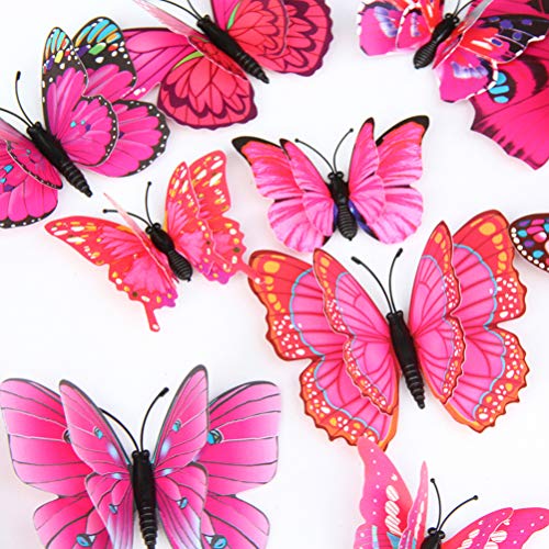 DOITOOL Adesivos de parede Borboleta 3D 24 peças Adesivos de parede Borboletas Removíveis Mural Deco