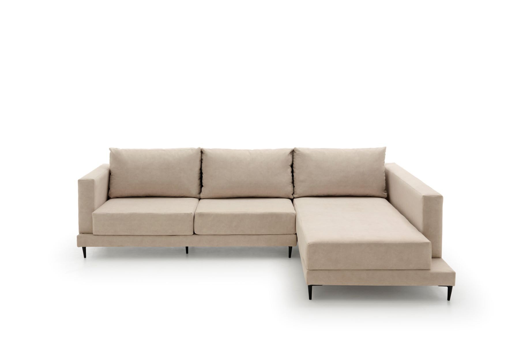 Canapé d'angle grand design et haut de gamme Martina beige droit