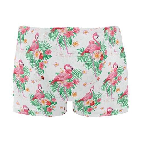 Pink Flamingo Flower Mens Swim Trunk Swimwear Bathing Suit Swim Brief Square Leg Board Short S B0404329