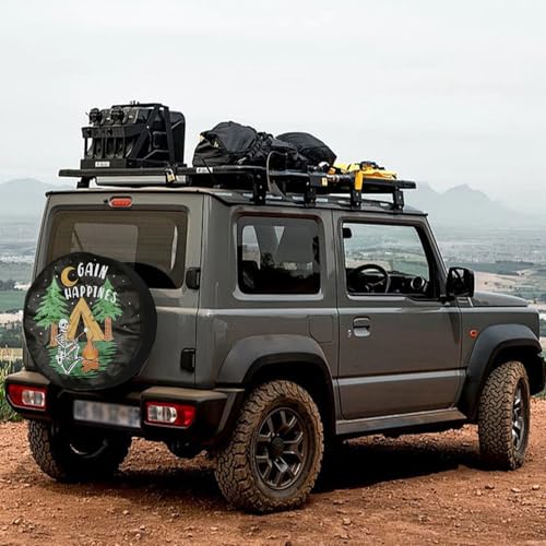 Image of XhuangTech Customized PU Leather Spare Tire Cover, Personalized Wheel Covers, Waterproof, UV-Resistant, Universal Wheel Protectors Fit for Rv SUV Travel Truck Trailer Tires(Skull Pattern, 15 Inch)