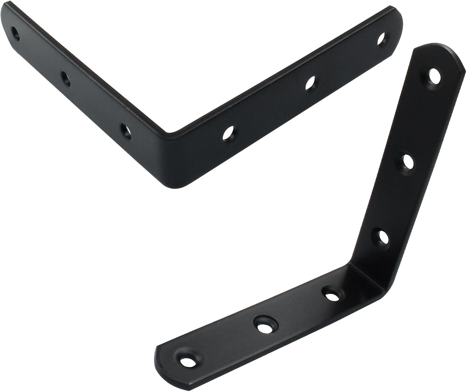 8 Pack L Bracket Corner Brace - 90 Degree Angle Stainless Steel Corner Bracket - Angle Shelf Support Corner Braces for Wood Furniture Chair Drawer Cabinet - 4" x 4" - Black
