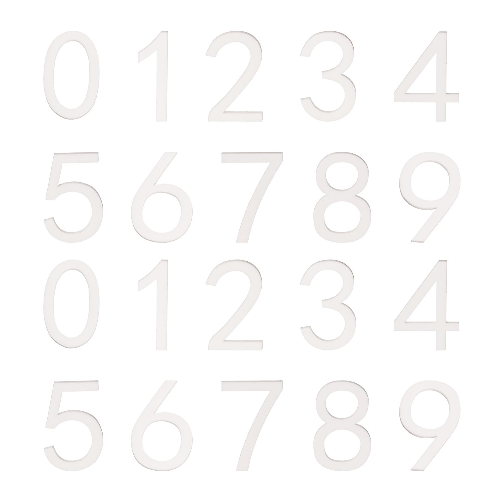 Numéros de boîte aux lettres acrylique 5cm blanc lot de 20 autocollants 3D pour entrée maison et bureau