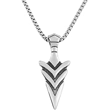 Stainless Steel Arrowhead Pendant Necklace for Men Women,Titanium Steel Arrow head Jewelry Chain Necklace for Mens,Viking Arrow Charms Necklaces for Man Women,24inch Chain